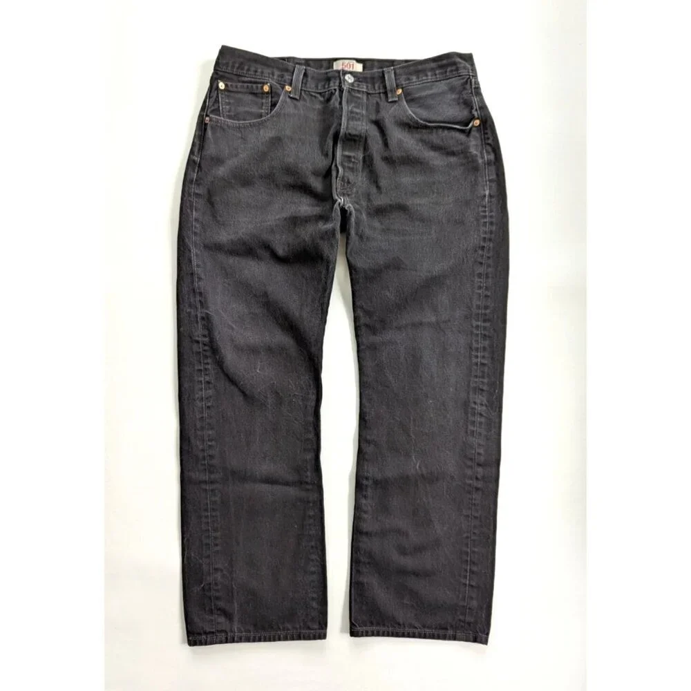 Levis 501 Original Fit Jeans Straight Leg Button Fly 100% Cotton Blue Black